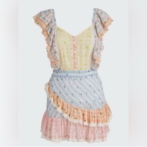 LoveShackFancy Leon Dress in Multi Rosebud Check Small